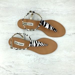 STEVE MADDEN Zebra Striped Mini Wedge Sandals